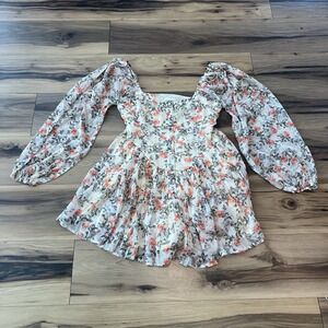 Promesa Romper Chiffon Floral Button-Front Shirt Romper Women's Size S NWT